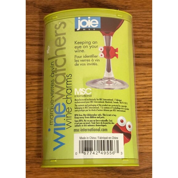 Joie MSC Wine Watchers 6-Piece Silicone Wine Glass Charms Reusable Monsters - Picture 2 of 5